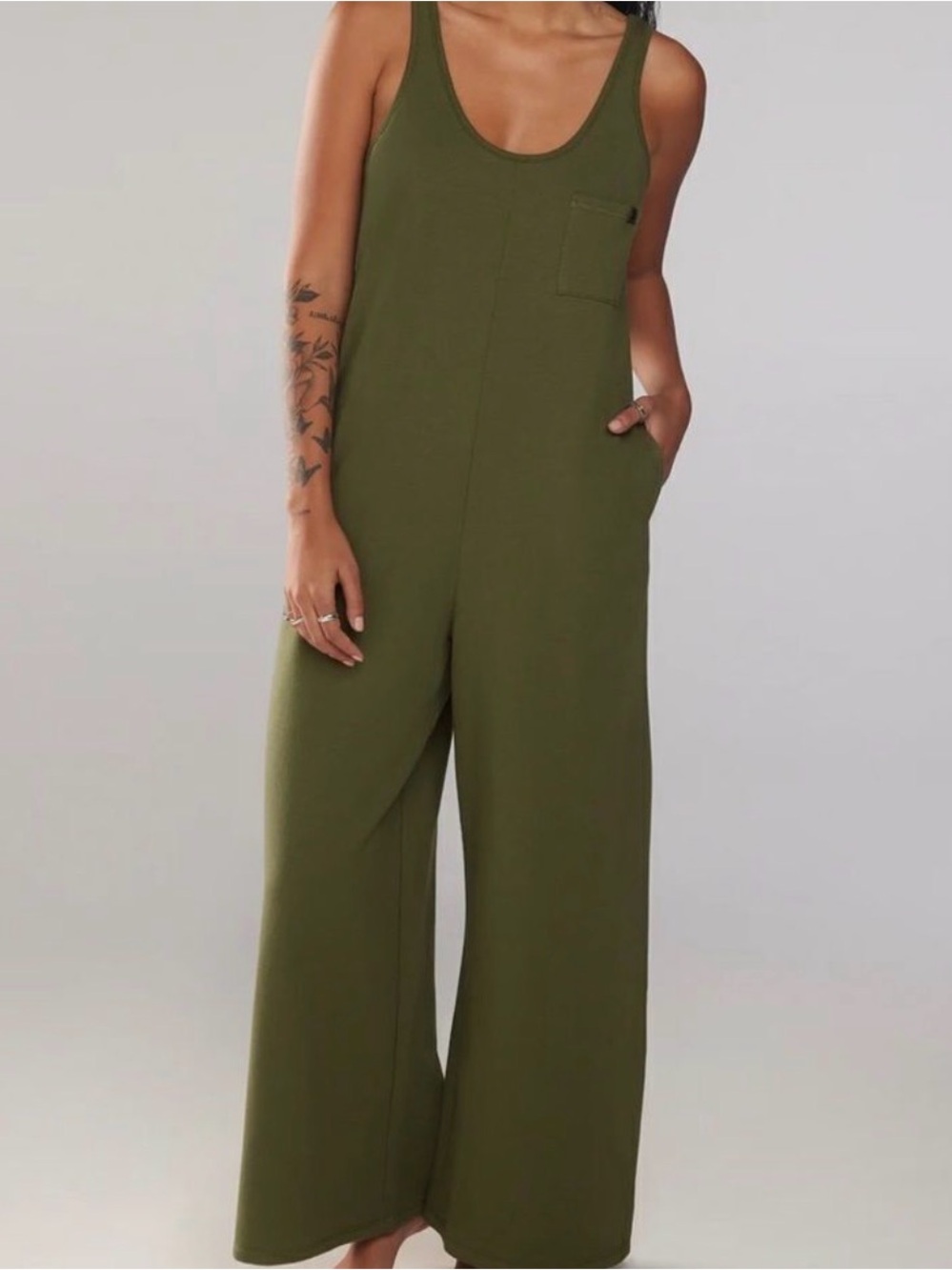 Savage X Fenty Olive Green Wide-Leg Tank Jumpsuit
